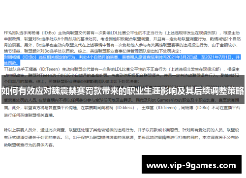 如何有效应对魏震禁赛罚款带来的职业生涯影响及其后续调整策略